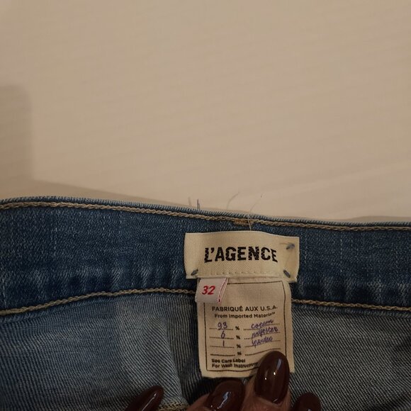 L'Agence Sada Hi-Rise Cropped Slim Dover Side Striped Raw Hem Jeans Size 32 - Picture 10 of 10
